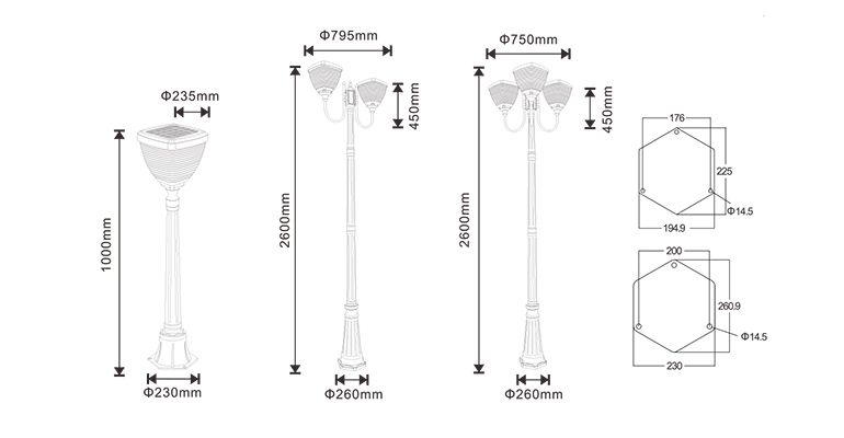 SYA-1607 Lámparas de polo al aire libre