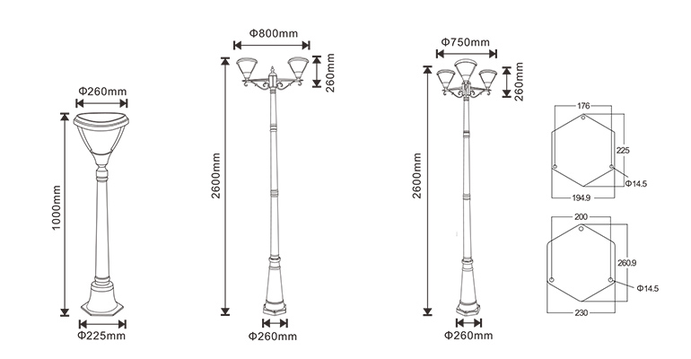 SYA-1604 luces del poste de la puerta solar