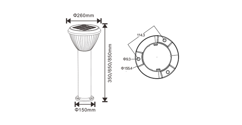 SYA-1714 Luzes solares al aire libre para patio
