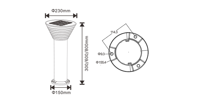 SYA-1712 Luz de jardín solar exterior