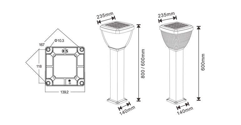 SYA-1711 Luces de césped alimentadas por energía solar