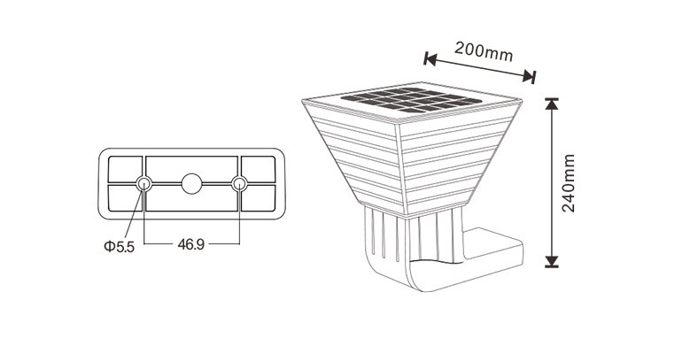 SYA-1810 Sconce de pared alimentado por energía solar