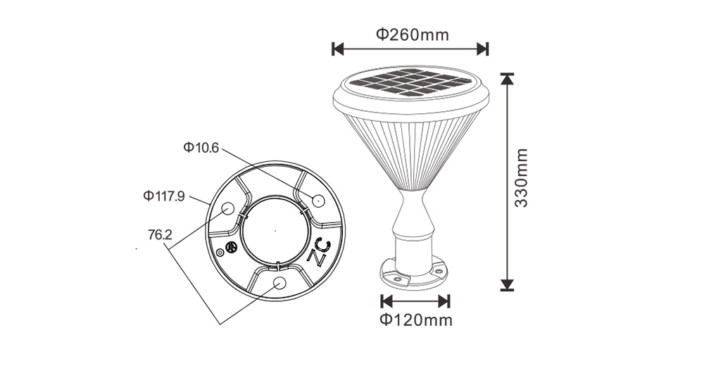 SYA-1907 Solar Porch Post Luces