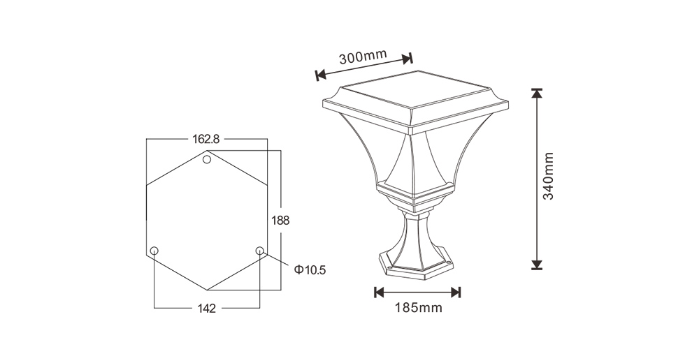SYA-1905 Solar Puerta Post Lámparas