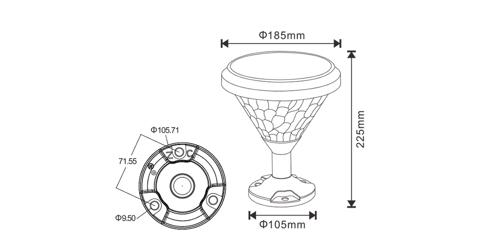 SYA-1903 Solar alimentado led post luz