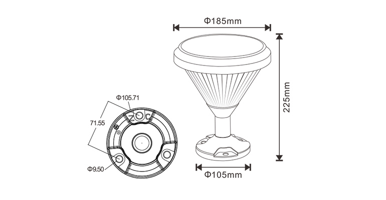 SYA-1901 lámpara de columna solar